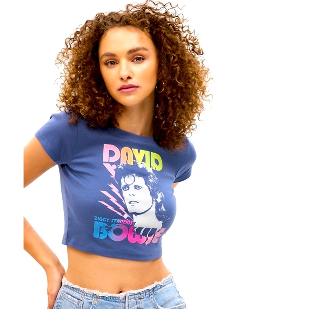 *NWT* GAP DAVID BOWIE CROPPED T-SHIRT DOCKSIDER BLUE